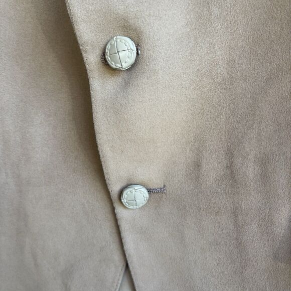Vintage Lanvin Paris FeatherSuede Blazer 40R Camel Tan Coat Tailored in USA - Picture 3 of 10
